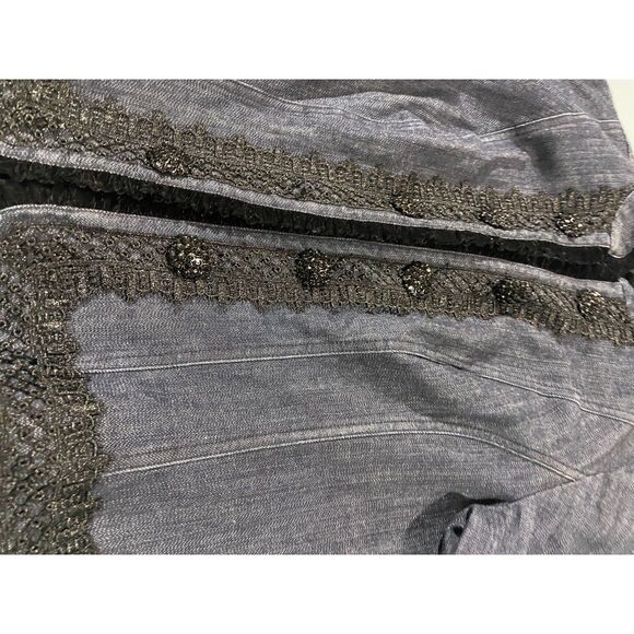 INC  denim with black  embroidery jacket size L - Picture 9 of 10
